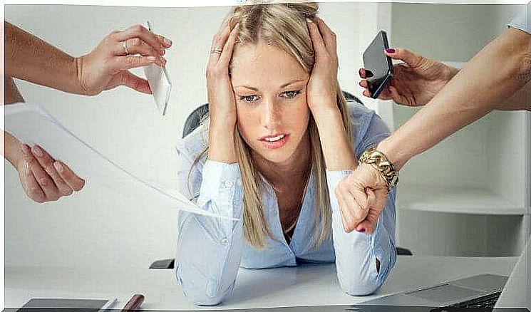 Woman feels stress