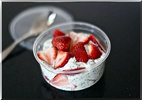 Greek yogurt with strawberries and chia seeds