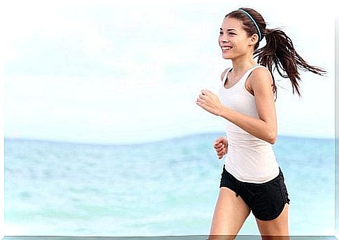 Woman running on the beach