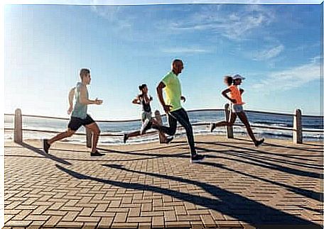 Group of people running