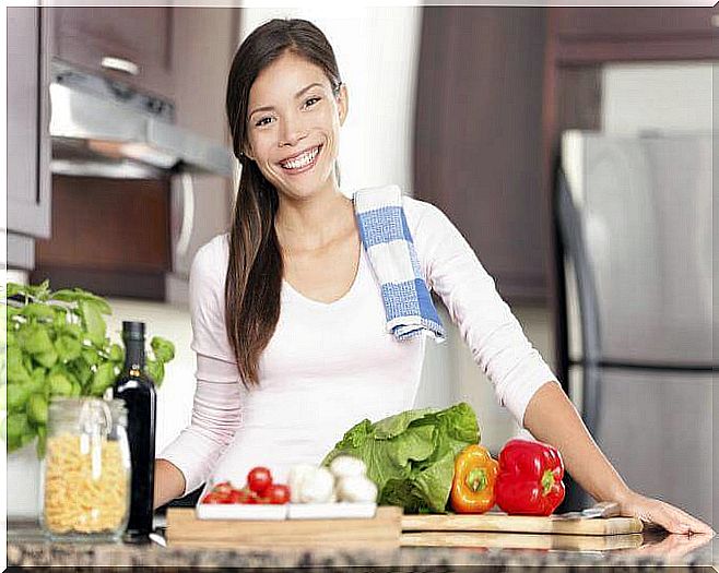 woman in the kitchen with vegetables