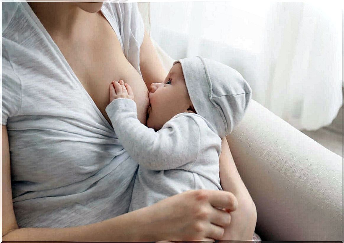 A breastfeeding baby.