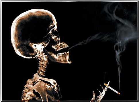 skeleton that smokes